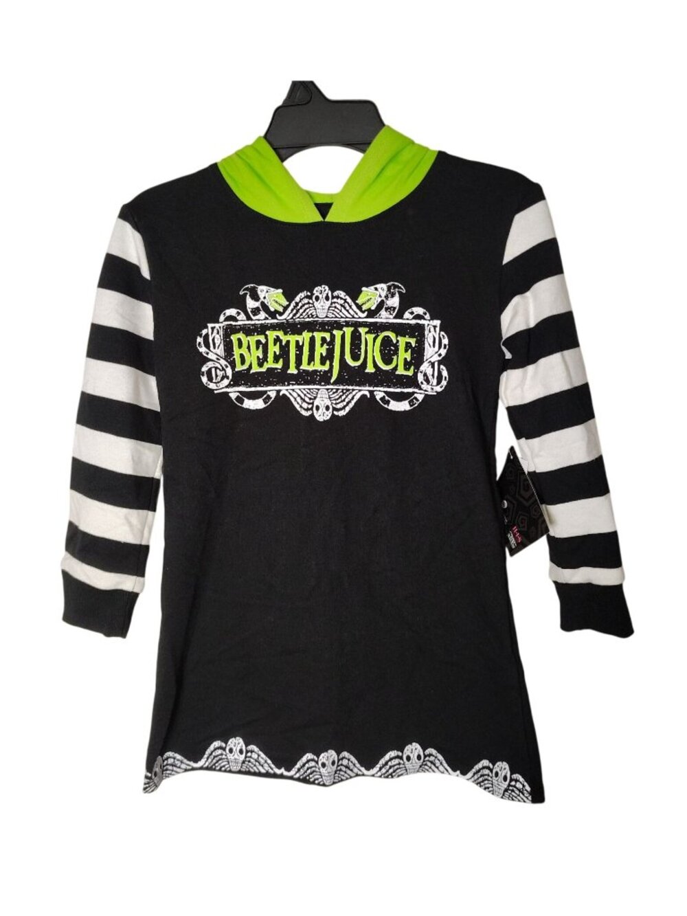 Beetlejuice Girls XS (4/5) Hooded Long Sleeve Graphic Knit Dress